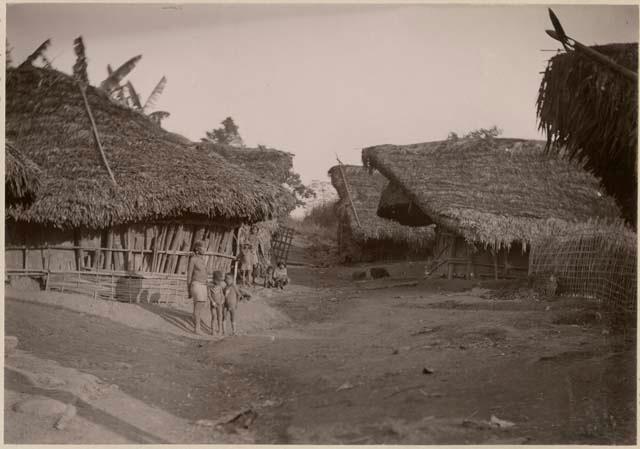 Adults and children in front of buildings – Objects – eMuseum