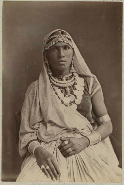 Studio portrait of woman in sari