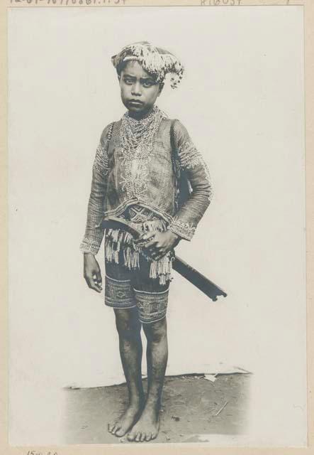 Bagobo man wearing traditional clothing