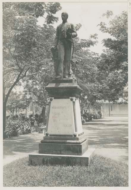 Statue of Sebastian Vidal Y Soler in botanical garden