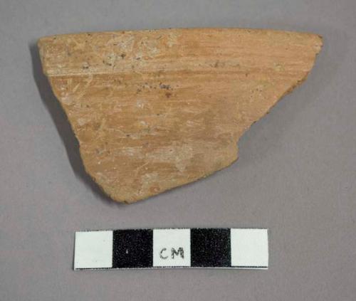 Ceramic rim sherd, plain burnished exterior and interior