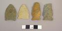 Chipped stone projectile points, side notched and lanceolate