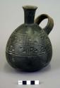 Ceramic jar, molded animal effigy, duck, incised geometric & linear designs