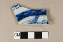 Chinese export porcelain plate fragment, blue on light blue, handpainted, body and foot fragments