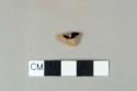 Redware vessel body fragment, black lead glaze, possible jackfield type