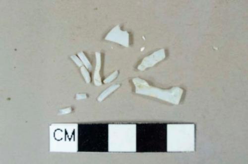 Milk glass vessel fragments, undecorated