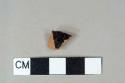 Black lead glaze redware, jackfield type, vessel body fragment, undecorated