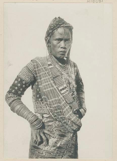 Bagobo woman in dress with elaborate bead work