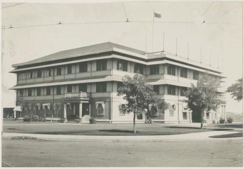 Building with American flag on top