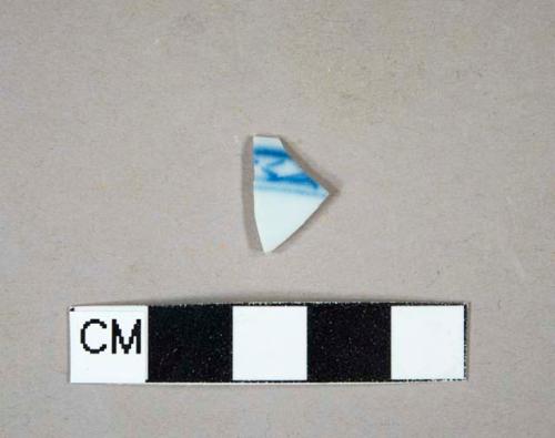 Blue handpainted porcelain rim sherd