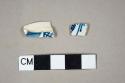 Blue hand painted pearlware body sherds with chinoiserie motif