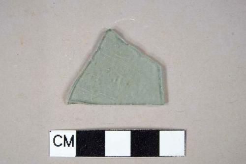 Aqua flat glass fragment, likely blown glass