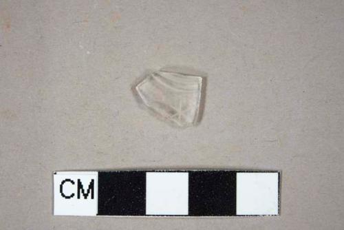 Colorless glass vessel body fragment, frosted line and star decoration