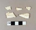 Four undecorated creamware rim sherds, one molded; one undecorated creamware body sherd; two rim sherds crossmend; one body sherd and one rim sherd crossmend