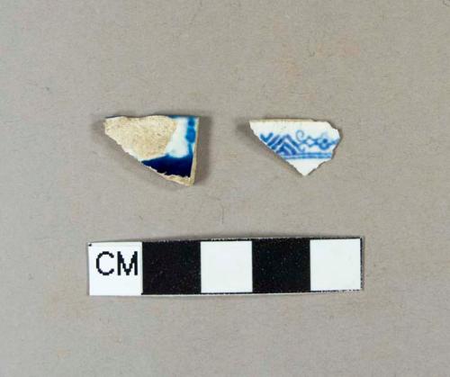 Blue handpainted pearlware rim sherds