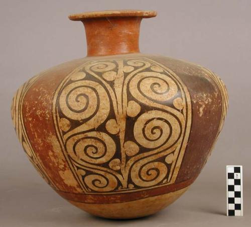 Large polychrome pottery jar (rim broken)