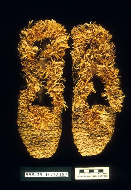 Braided cornhusk moccasin overshoes (A = right, B = left)