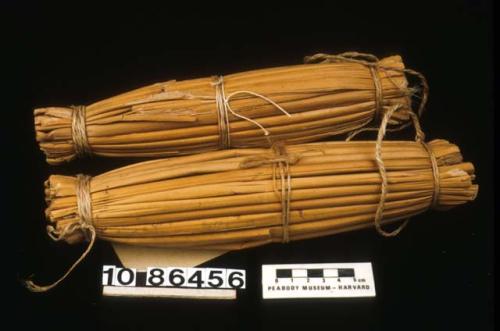 Float of tule wrapped and attached with hemp twine.