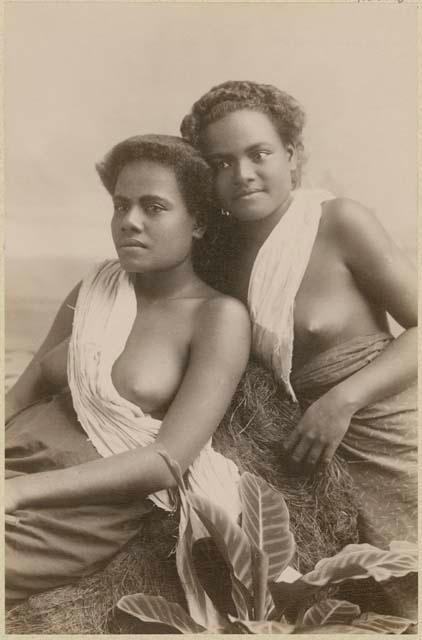 Studio portrait of two women