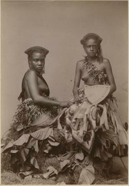 Studio portrait of two women