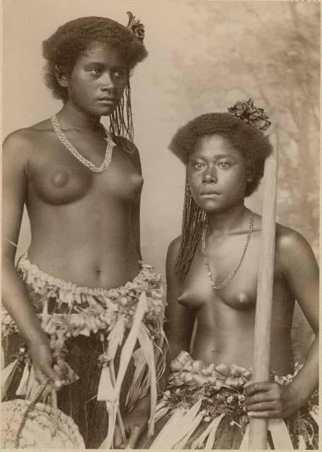 Studio portrait of two women