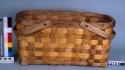 Market basket, split ash, wicker plain weave. Collapsible wooden handles.