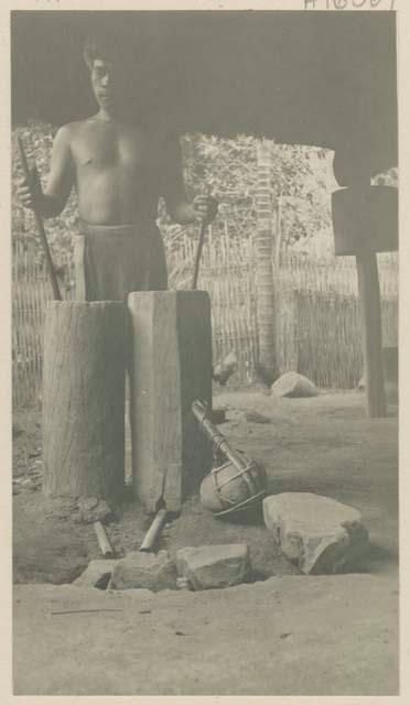 Typical Ifugao blacksmith and his tools. Banawol