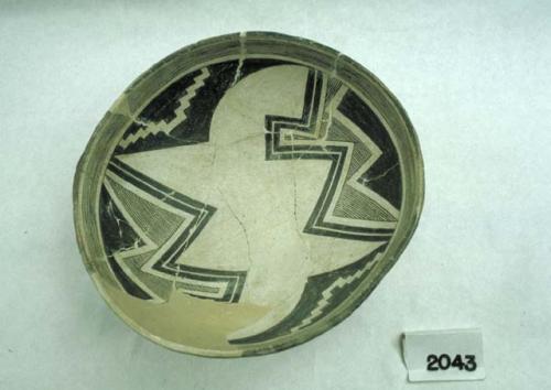 Bowl with black geometric design