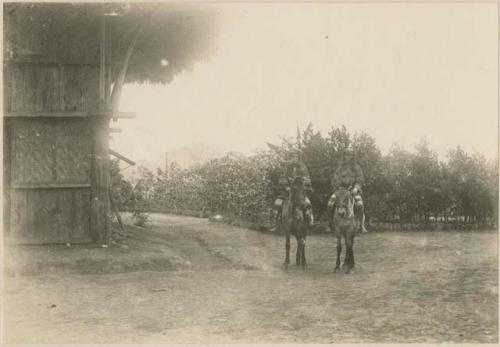 Two Igorot men on horseback