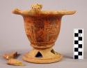 Tola/Rosales zoned bichrome pedestal vessel with bat effigy figure