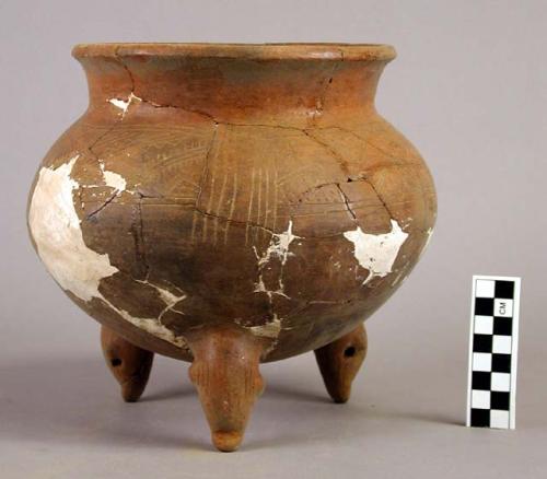 Tripod bowl, incised red ware