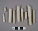 Kaolin pipe stems fragments; varying diameters, largest is 6/64"