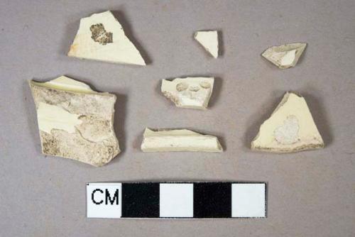 Creamware body, foot, and rim fragments, undecorated