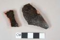 black/dark brown lead glazed redware, undecorated, body sherds