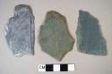 2 gray  and 1 dark lavender roofing slate fragments