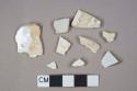 White lead-glazed earthenware body fragments, creamware body fragments, all undecorated