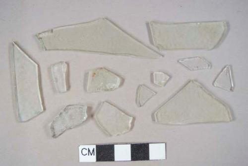 Colorless flat glass fragments