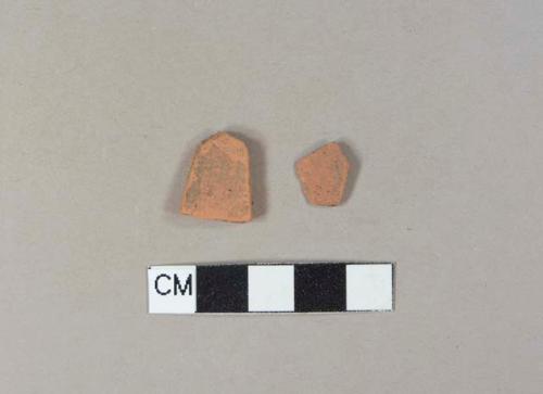 Redware body sherds, missing any glaze from both sides