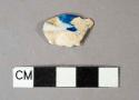 blue on white decorated pearlware vessel body fragment, light buff/white paste