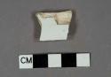 White lead glazed earthenware vessel body fragment, white paste, undecorated