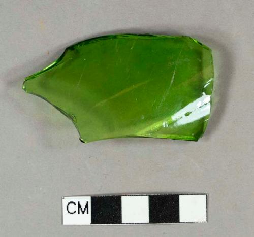 Green bottle glass fragment with mold seam