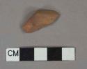 Unglazed redware vessel rim or base fragment, undecorated