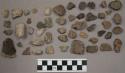 20 quartz pieces; 61 stone pieces; 33 unglazed pieces pottery