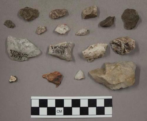 49 pieces stone; 32 pcs quartz; 1 fragment bone