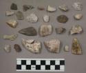 63 stone pieces; 74 pieces quartz; 1 framgent bone