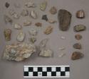 50 quartz pieces; 71 stone chips; 5 pieces unglazed pottery; 3 pcs bone