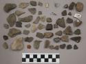 2 partially reconstructed pots, 49 pottery sherds, 3 glass, 2 pottery, chipping