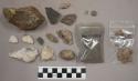 16 pieces quartz; large piece granite; bag charcoal; 37 varied stone piece