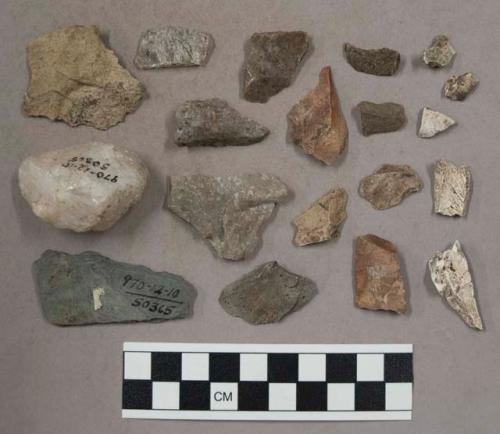 5 pieces of charred bone, approx. 130 stone chips and flakes