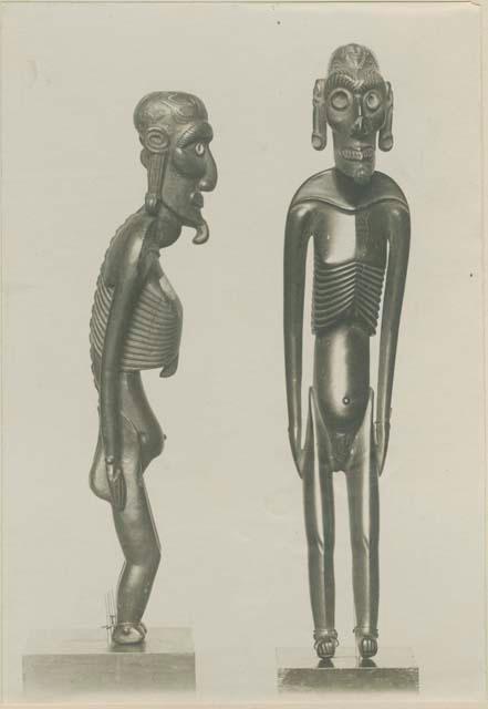 Carved wooden anthropomorphic figures, "moai kavakava"